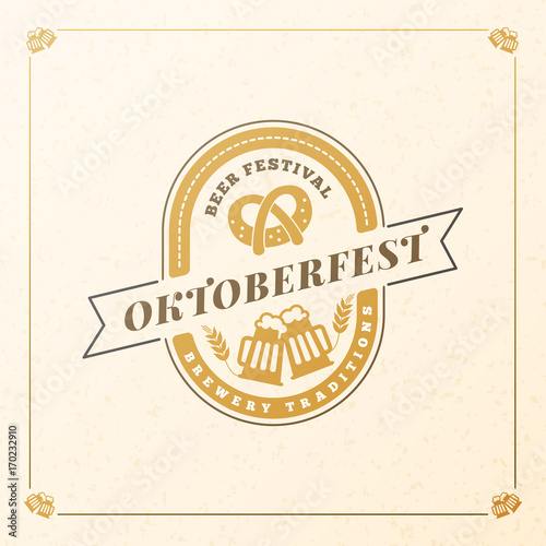 Beer festival Oktoberfest celebrations. Vintage beer badge. Vector design element