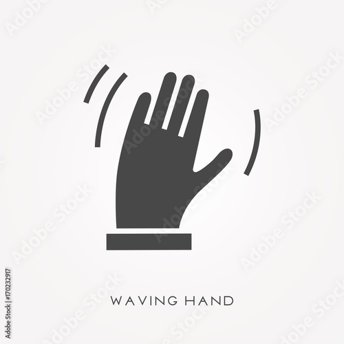 Silhouette icon waving hand