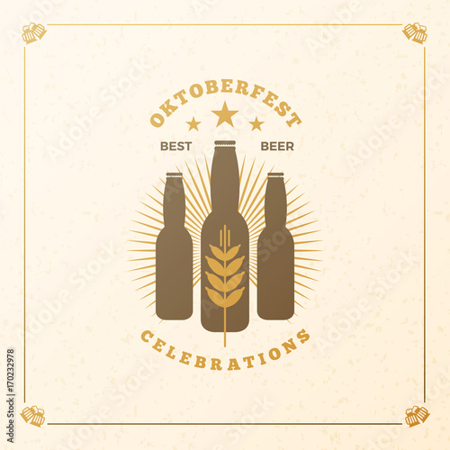 Beer festival Oktoberfest celebrations. Vintage beer badge. Vector design element