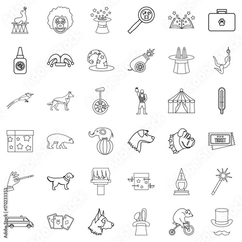 Animal icons set  outline style