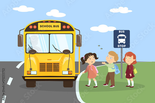 School bus with children.