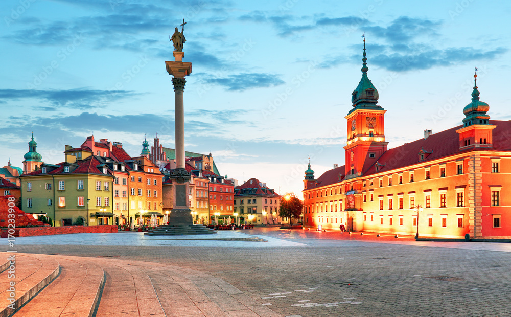 Naklejka premium Panorama warszawskiego starego miasta, Polska