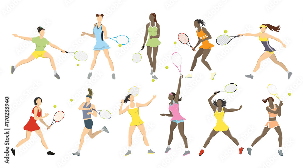 Tennis athletes set.