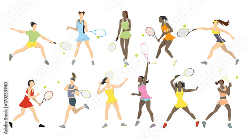 Tennis athletes set.