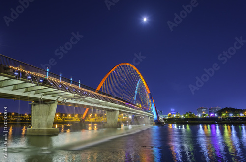 Beautiful light bridge and reflection at Daejeon,South Korea..