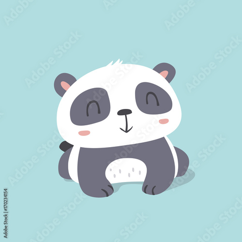 Fototapeta Naklejka Na Ścianę i Meble -  vector cartoon kawaii style cute little panda illustration