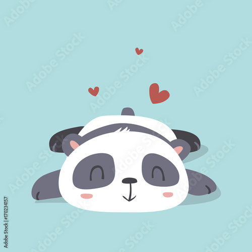 Fototapeta Naklejka Na Ścianę i Meble -  vector cartoon kawaii style cute panda in love illustration