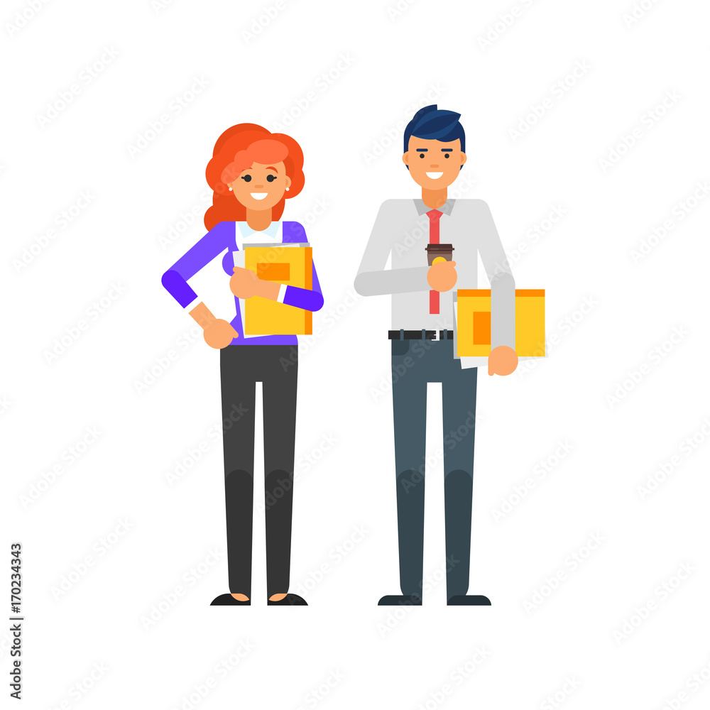 businessman and businesswoman characters