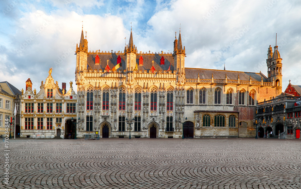 Fototapeta premium Burg square in Bruges, nobody