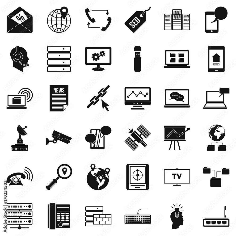 Smartphone icons set, simple style Smartphone icons set, simple style