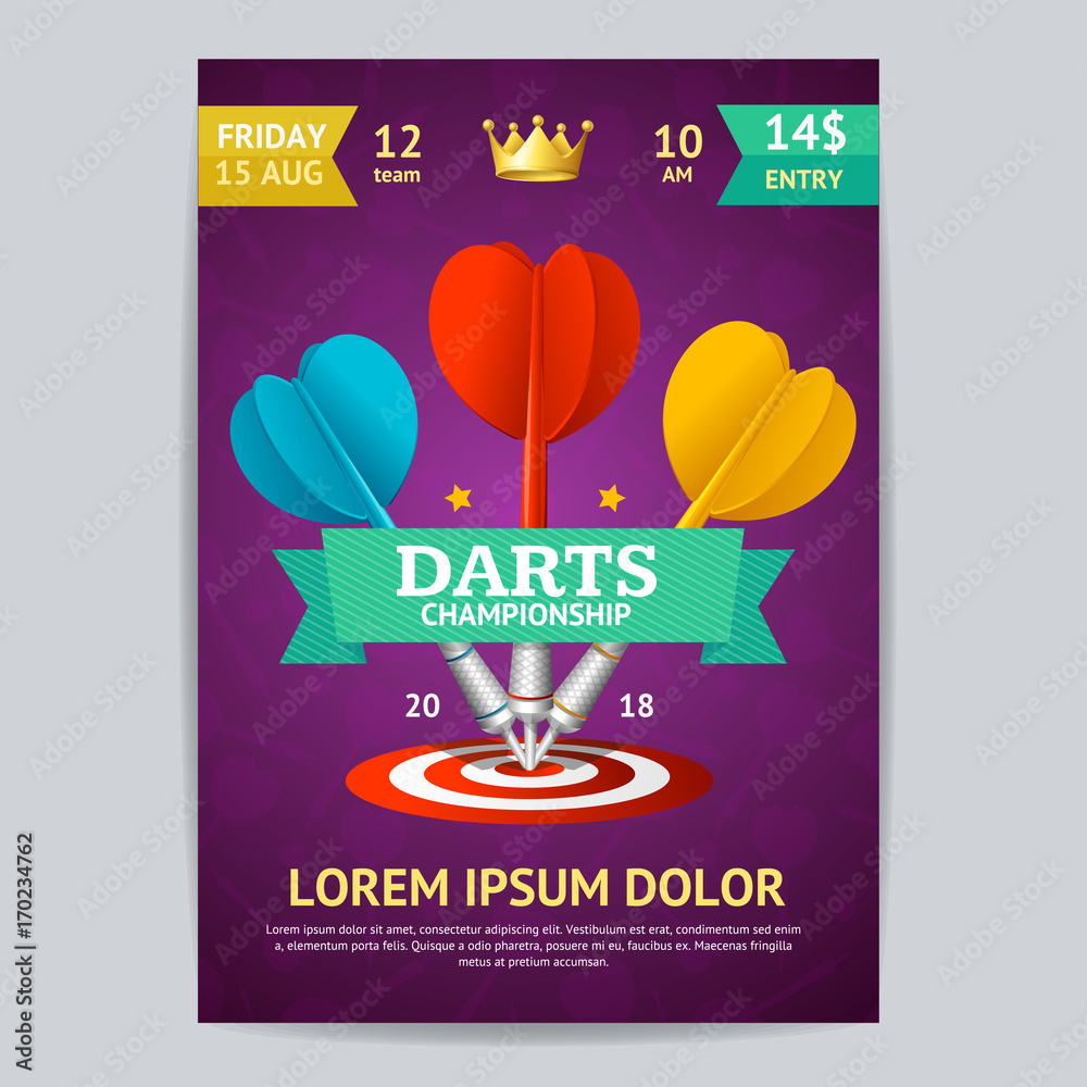Darts Tournament Poster Card Template. Vector Stock Vector Adobe Stock