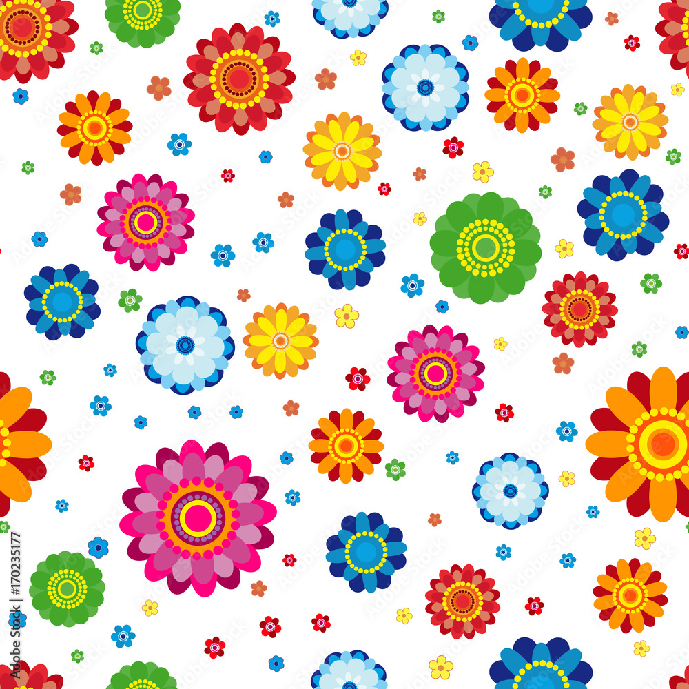 Floral pattern made in flowers on a white background, seamless illustration. Floral pattern made in flowers on a white background, seamless illustration.
