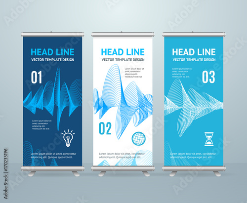 Roll Up Banner Stand Design Template. Vector
