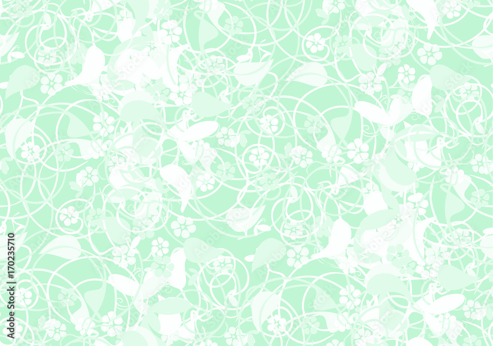 seamless background of mint color, floral pattern