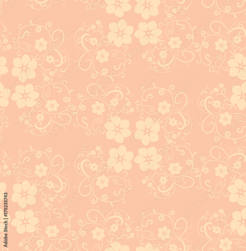 floral beige background with seamless patter