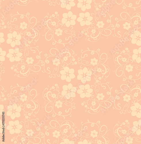 floral beige background with seamless patter