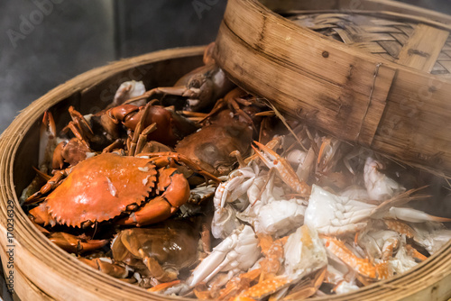 Photography steam crab