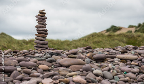Zen rock Stones balancing on the beach