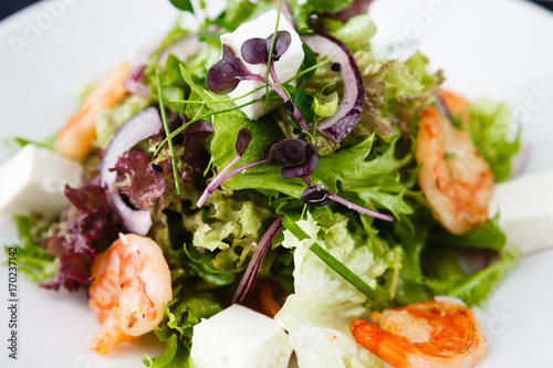 Greek salad with shrimp