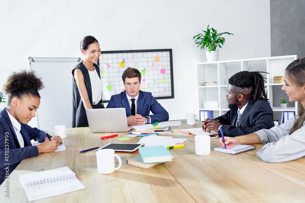 multiethnic colleagues having business meeting multiethnic colleagues having business meeting