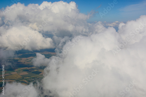 Beautiful cloudscape and landscape, view from above, natural background
