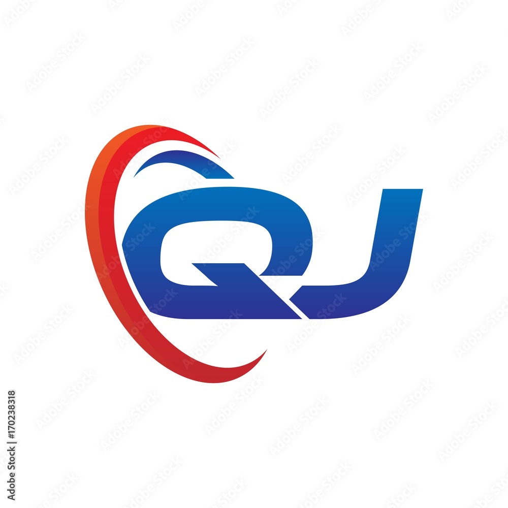 modern dynamic vector initial letters logo qj with circle swoosh red blue modern dynamic vector initial letters logo qj with circle swoosh red blue