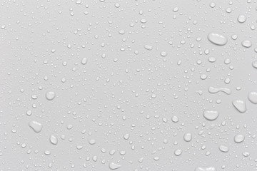 Water droplets on a gray background