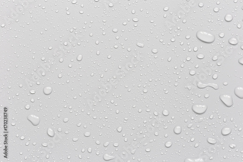 Water droplets on a gray background photo