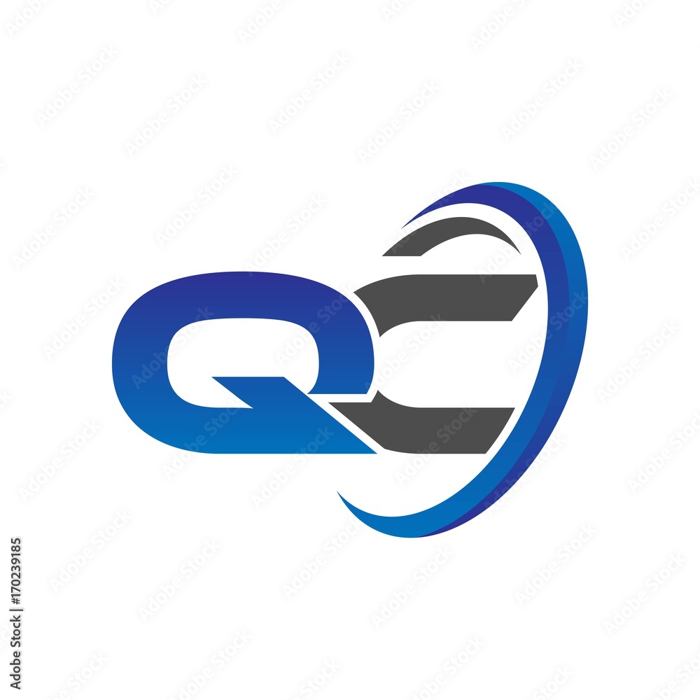 vector initial logo letters qc with circle swoosh blue gray vector initial logo letters qc with circle swoosh blue gray