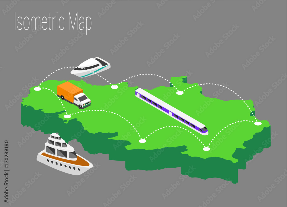 Map serbia isometric concept.