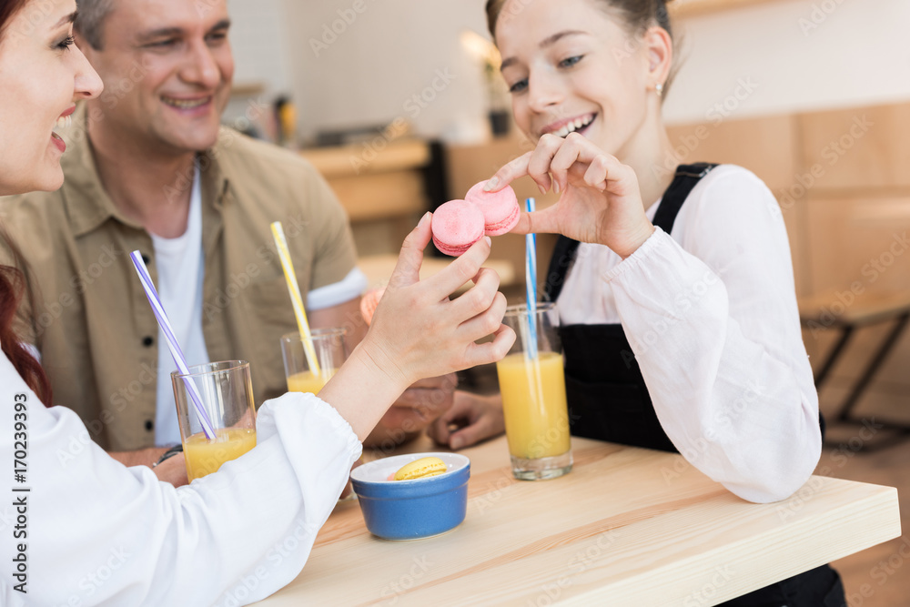 beautiful family in cafe