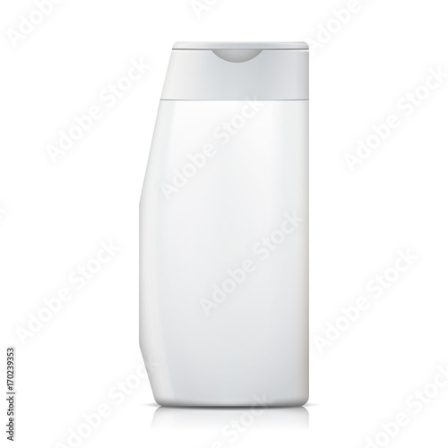 Shampoo Bottle Mock Up Vector. Template Plastic Bottle. Product For Clean Body. Isolated Illustration