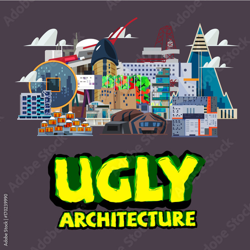 ugly architecture building concept - vector