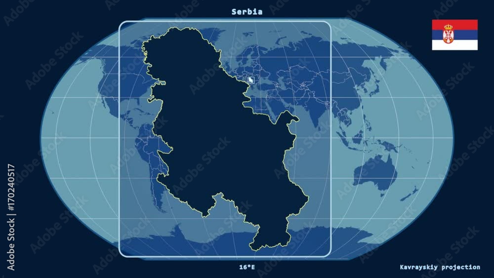 Serbia - 3D tube zoom (Kavrayskiy VII projection). Solids Serbia - 3D tube zoom (Kavrayskiy VII projection). Solids
