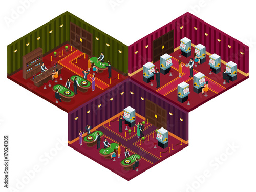 People In Casino Isometric Concept