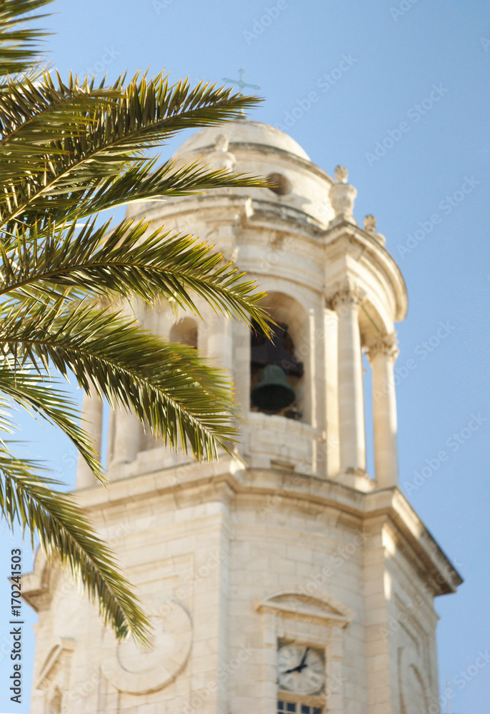 Tower bell of the Cathedral in the center of Cadiz, Andalusia