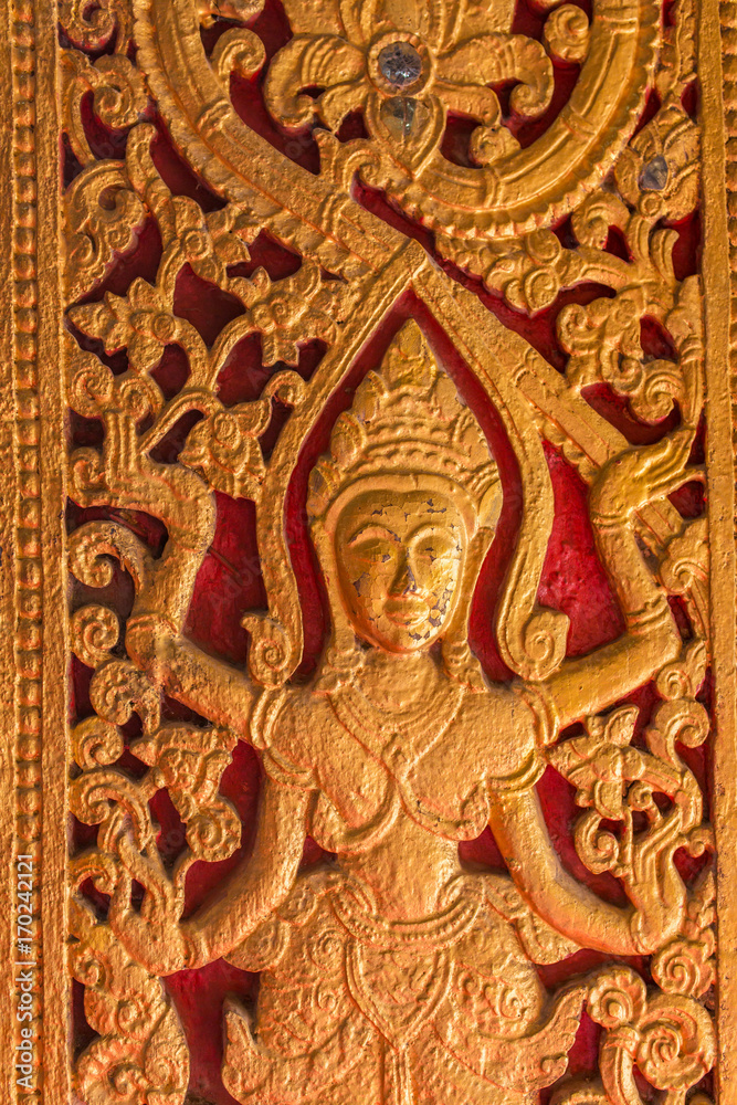 Interior details of the Wat Xieng Thong temple, Luang Prabang, Laos