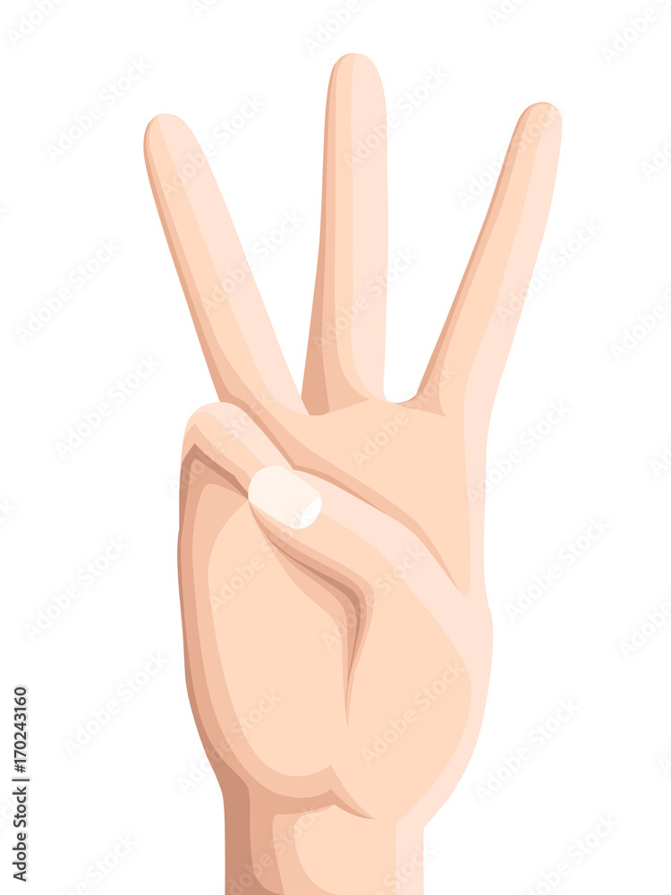 Hand pointing sign isolated on white background Hand vector number three Web site page and mobile app design Hand pointing sign isolated on white background Hand vector number three Web site page and mobile app design