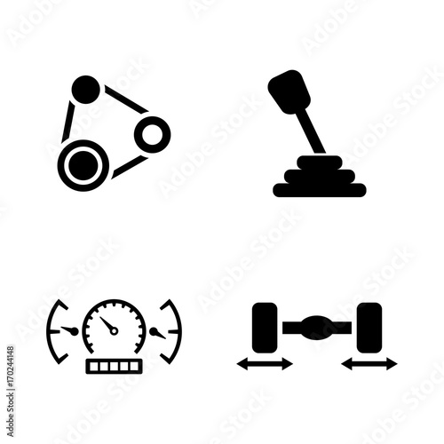 Auto Service. Simple Related Vector Icons Set for Video, Mobile Apps, Web Sites, Print Projects and Your Design. Black Flat Illustration on White Background.