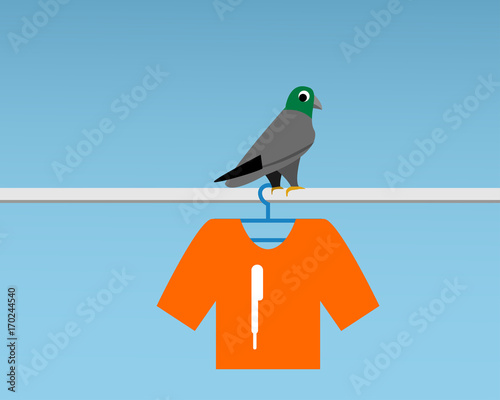 Bad Pigeon Bird shit on t-shirt , vector