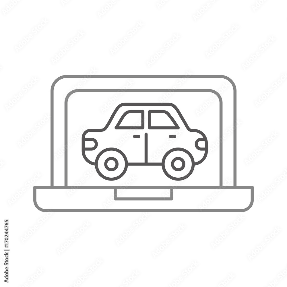car in display laptop icon service diagnostic vector illustration