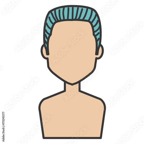 young man shirtless avatar character vector illustration design