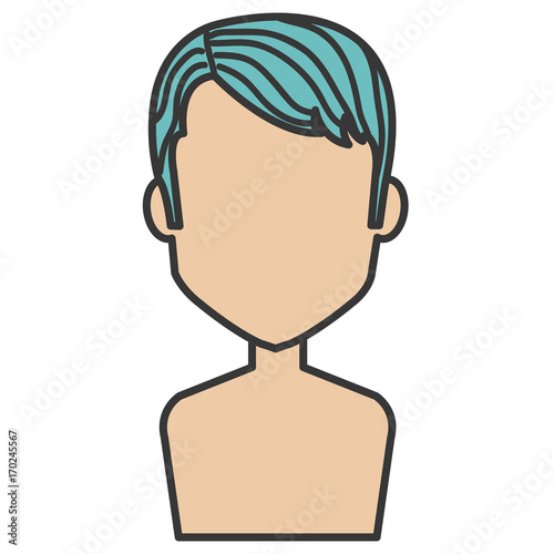 young man shirtless avatar character vector illustration design