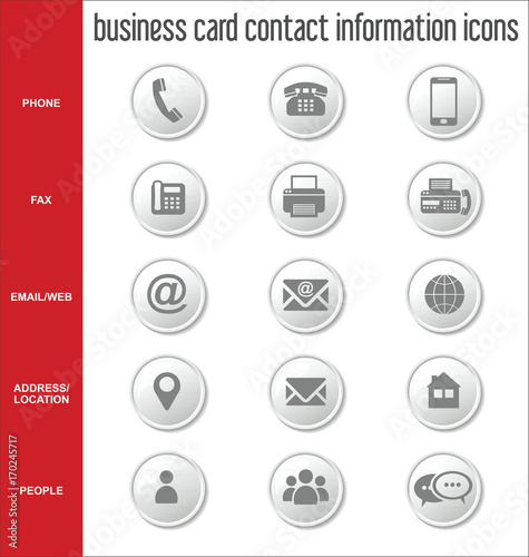 Business card contact information icons collection 