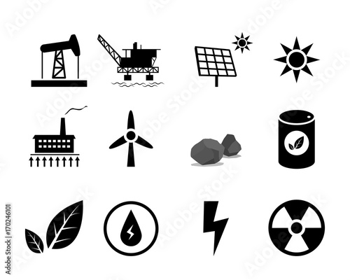 Set of Electricity generation icon for infographic