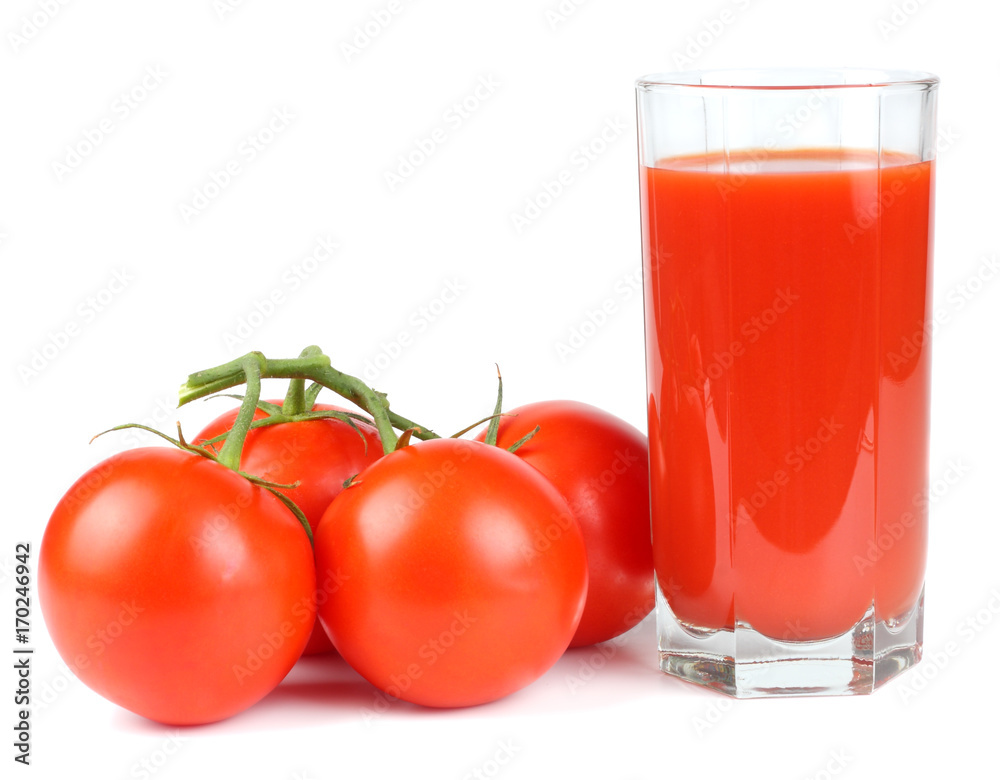 tomato juice isolated on white background. juice in glass tomato juice isolated on white background. juice in glass