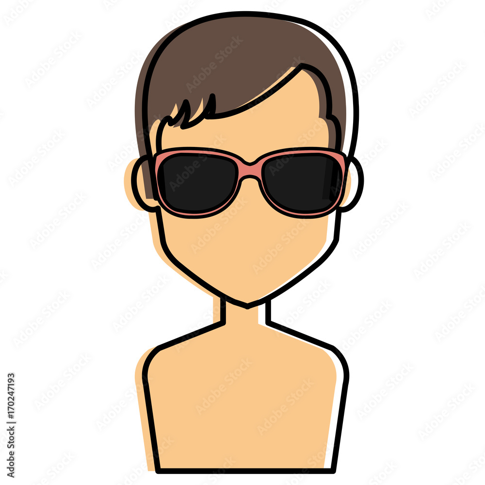 young man shirtless with sunglasses avatar character vector illustration design young man shirtless with sunglasses avatar character vector illustration design