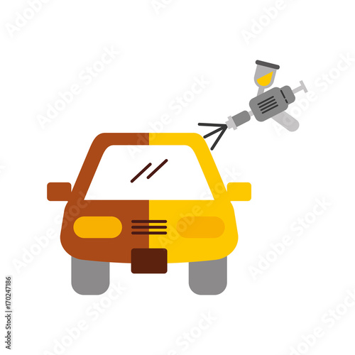 car body painting service with spray gun vector illustration