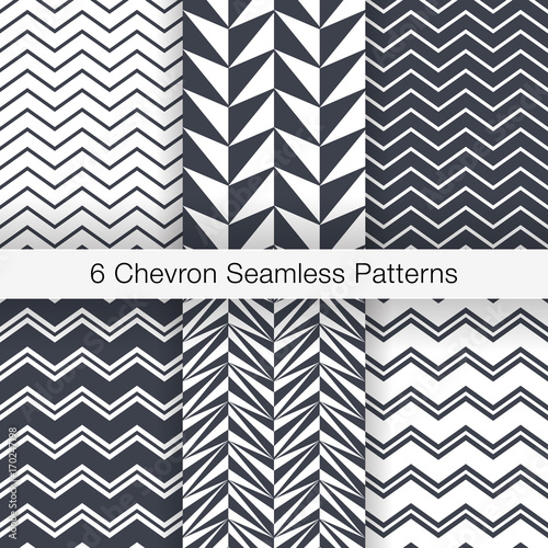Set of 6 Chevron Seamless Patterns. Every Pattern is on a Separate Isolated Layer