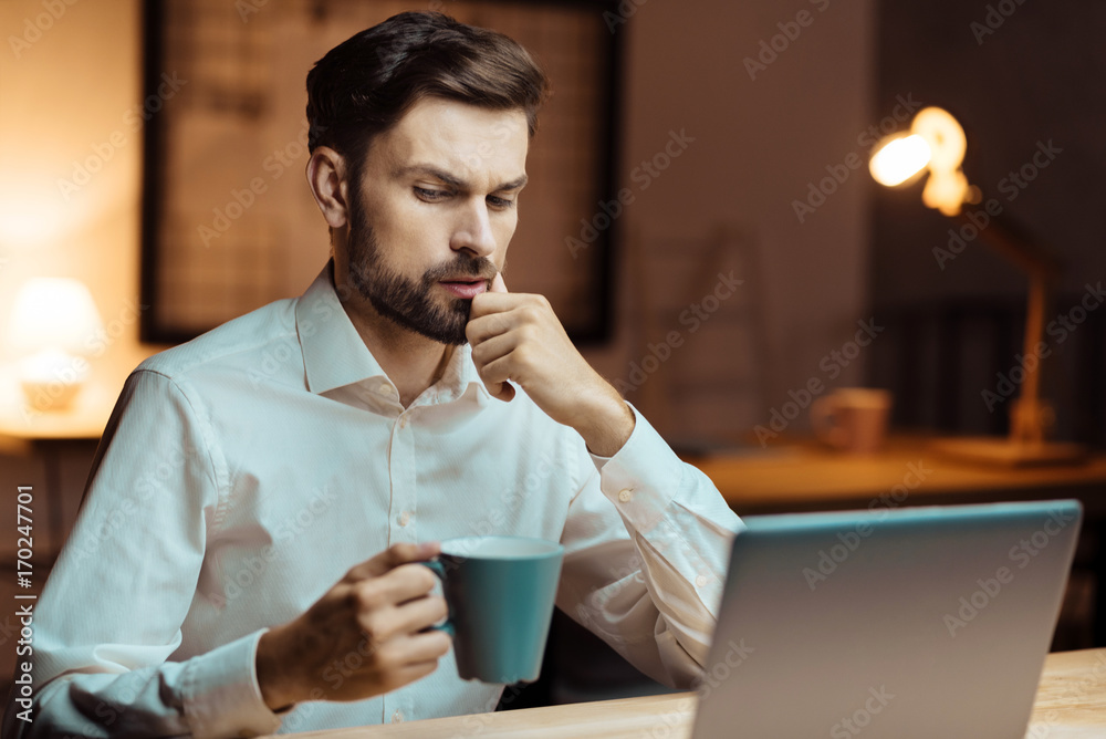 Thoughtful office worker having idea Thoughtful office worker having idea